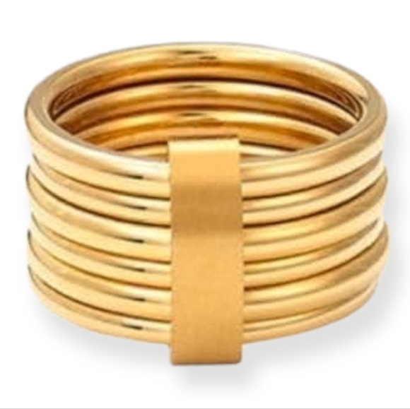 Ashlynn Avenue cortland stacked yellow gold ring 18k gold-plated size 6 - Picture 2 of 3